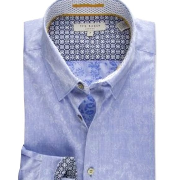 Ted Baker London Other - Ted Baker London Size 5 (LARGE) Blue White Floral Long Sleeve Dress Shirt